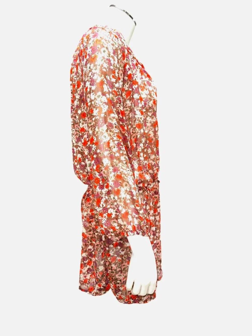 Mossimo Supply Co XXL Brown Red Floral Dress Elastic Waist Long Sleeve Casual Fi - Picture 5 of 9